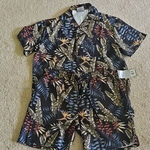 Entro Tropical Print Men's Swim Set - Black, Blue, Red